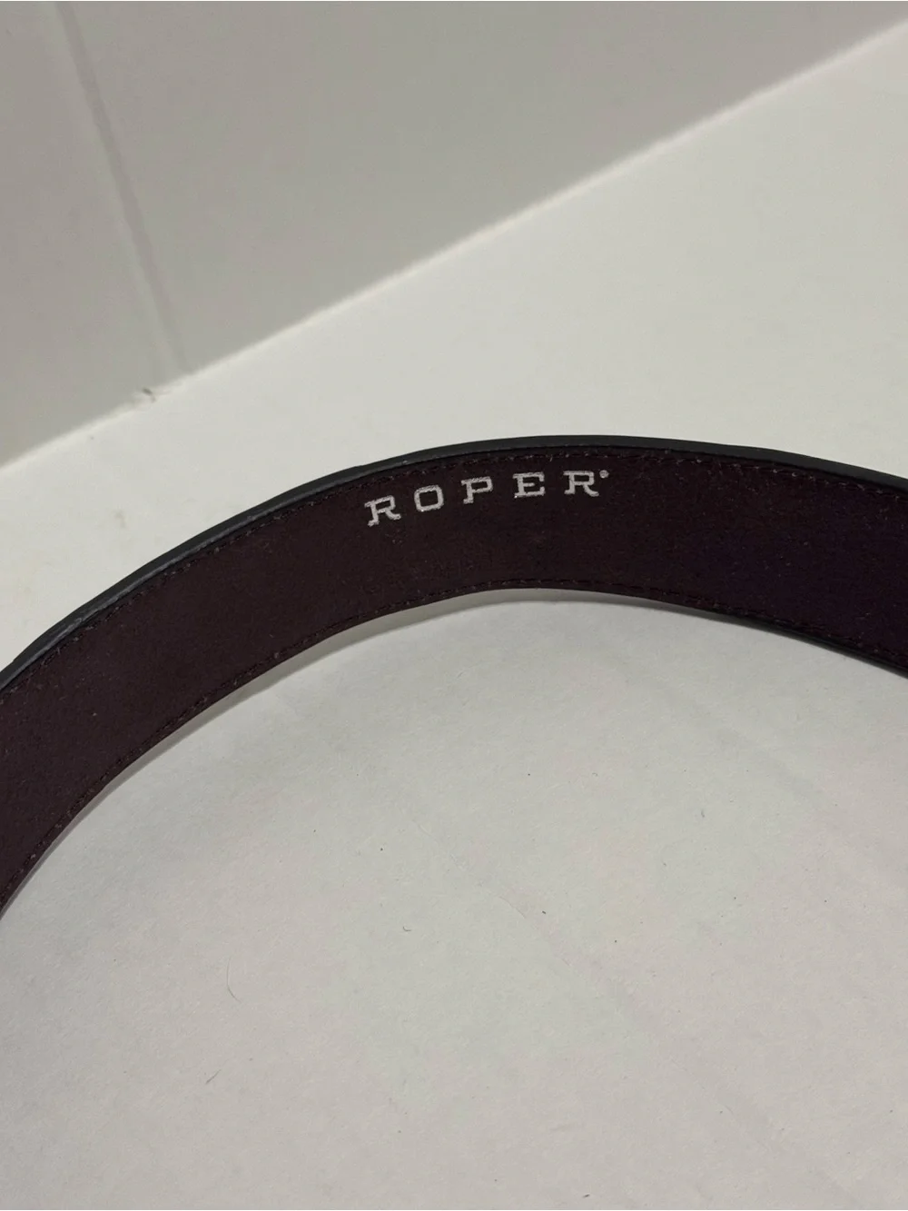 Roper Western Belt Hair-On Hide Studded Brown Leather Size 40